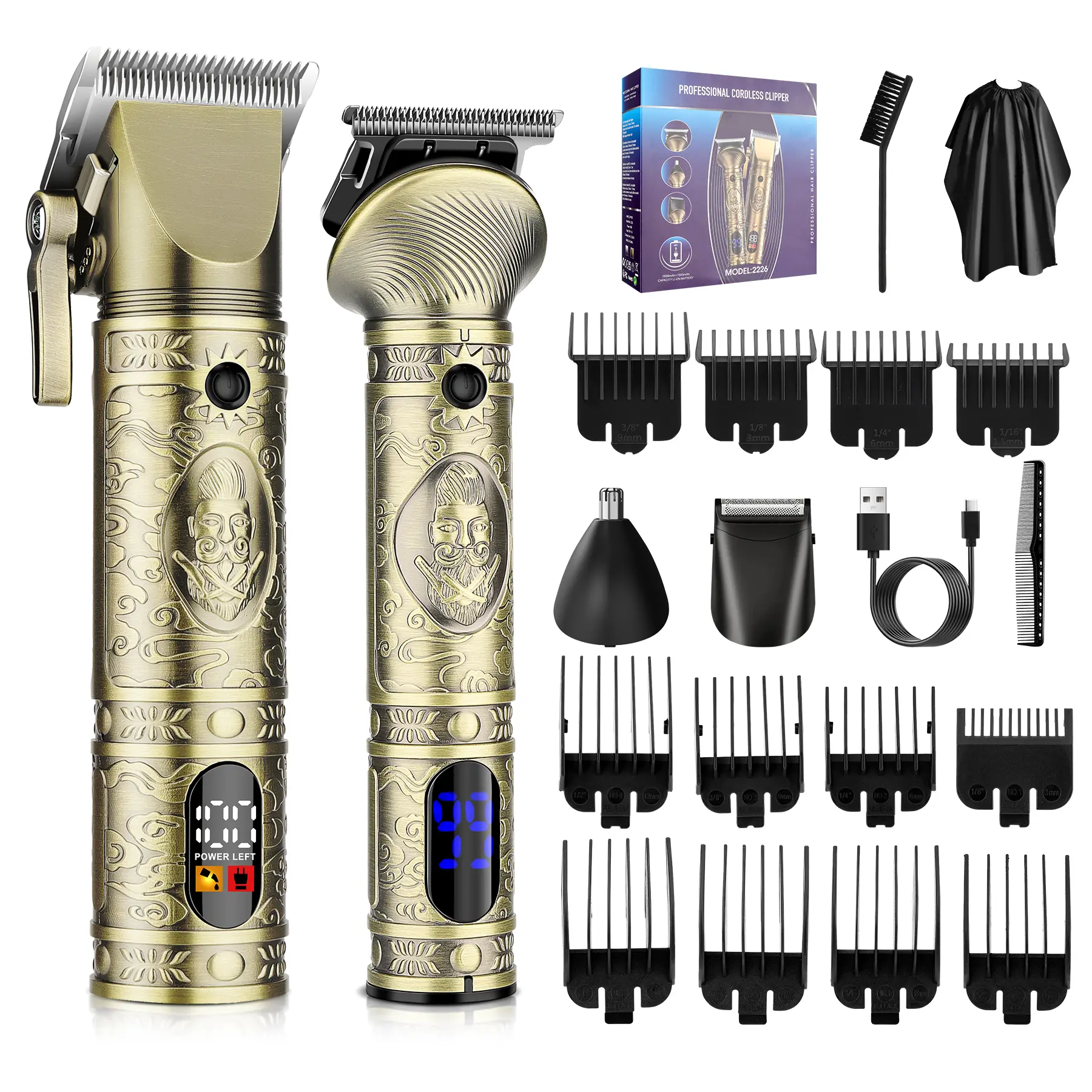 Suttik Men's home hair and beauty kit， multi-functional two-piece haircut set，A New Year's gift. A man's gift Comfort