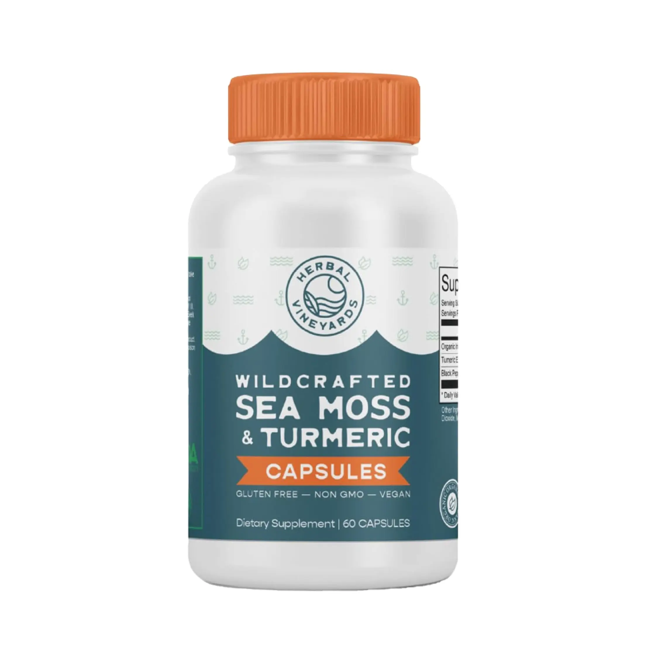 Herbal Vineyards Organic Irish Sea Moss & Turmeric Capsules - 60 Count Natural