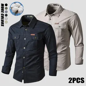 2-pack men’s work shirts/dress shirts made from breathable cotton fabric—comfortable, stylish, versatile tops suitable for everyday wear. Men's work/office clothing