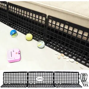 12 pcs adjustable plastic under-bed blocker for bed/couch, includes 30 ties, black couch barriers for dogs, pets, and cats (Style 1)