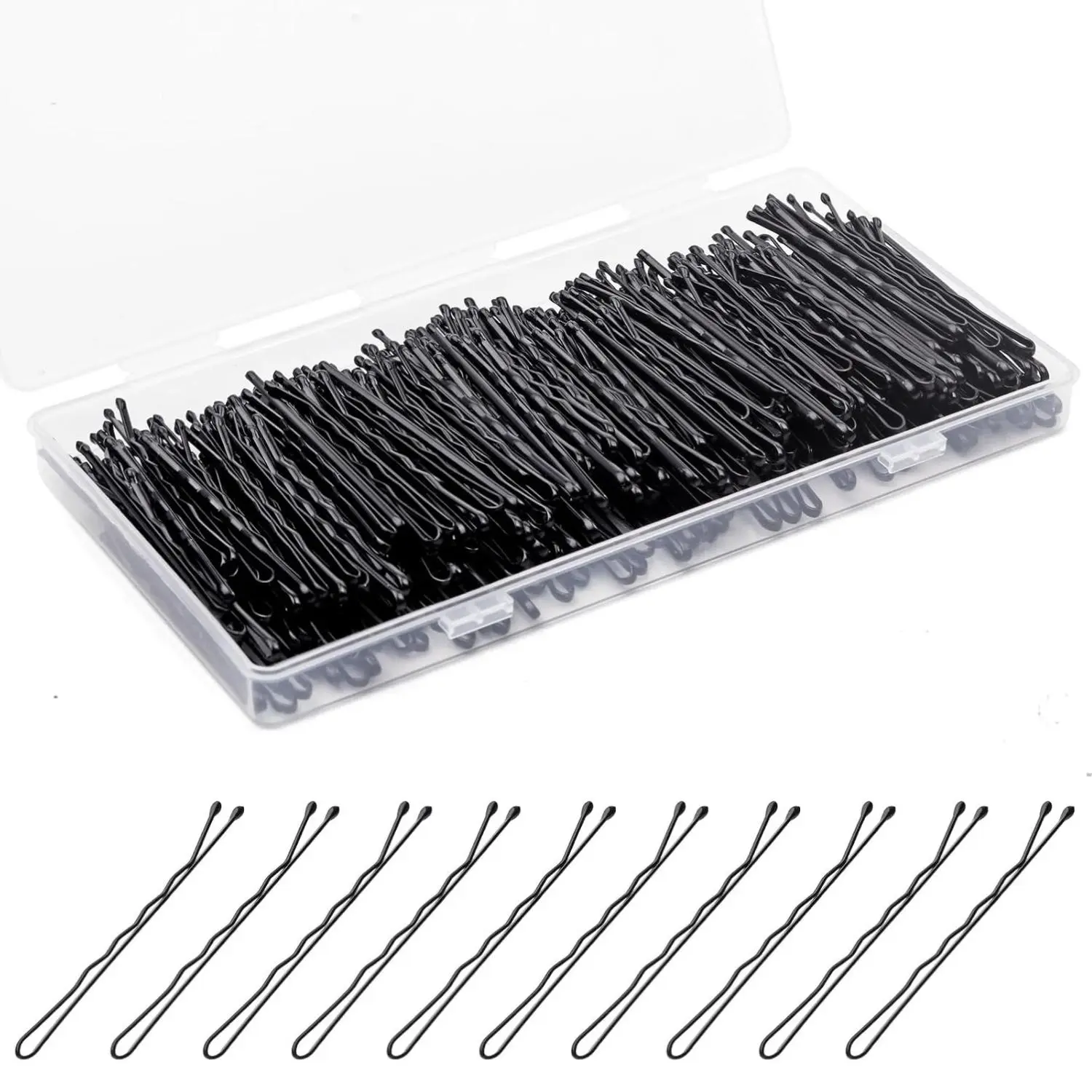 300 Pcs Bobby Pins, Bobby Pins Black 2Inches, Reusable Invisible Wave Non Slip Hair Pins, for Girls, and Women, Bulk With Storage Box