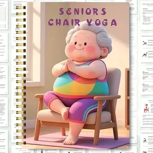 30-Day Chair Yoga Workbook, Chair-Based Exercise Book with Printable Charts, Illustrated Poses, Gentle Stretching, Balance & Strength Training for Mature Seniors, Home Fitness, Yoga Routine, Yoga Practice