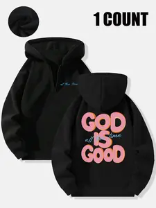 Hoodie, Men'S Casual Fashion, With 'GOD IS GOOD All The Time' Words Print, Graphic Print Hoodie, Graphic Hoodies, Outdoor Sports Hoodie | Loose Fit