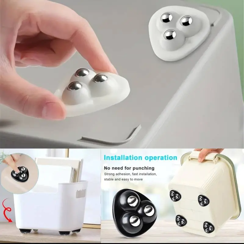 20pcs/4pcs Heavy-Duty Mini Rolling Wheels with 360° Swivel Base - Furniture Moving Universal Casters, No-Drill Installation, Silent Operation, Stainless Steel Bearings - for Furniture, Cabinets, Storage Boxes, Office, Home, Workshop, Workbench Casters