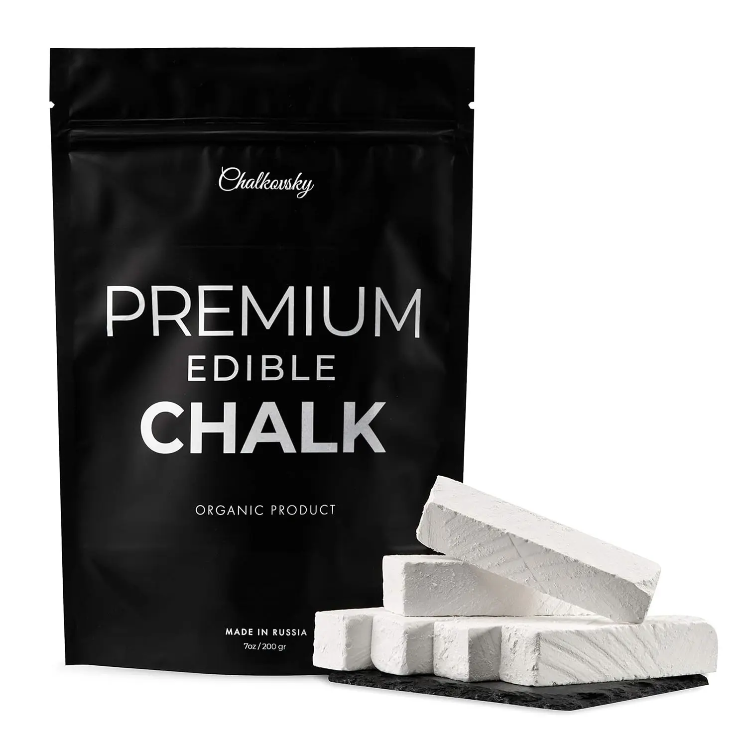 Premium Edible Chalk - Natural Chalk for Eating - Crunchy Belgorod Chalk Chunks - Russian Organic Chalk for Bone Strength - Zero Additives, No Impurities - White 7oz (200g)