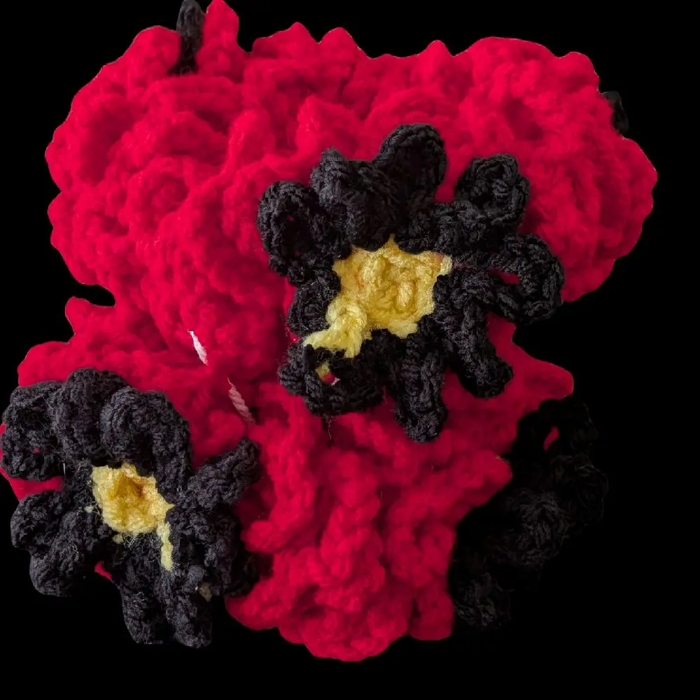 Nylo & Co. Floral Hair Scrunchies in Red/Black - Set of 2
