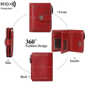 16-Slot RFID Blocking Leather Bifold Wallet - Premium Genuine Leather, Zipper Coin Purse, 2 ID Windows, and Spacious Card Holder for Men and Women