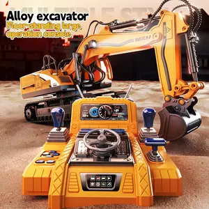 Large Alloy Remote Control Excavator Toy Car for Boys, Wireless Electric Engineering Vehicle, High-End Gift with 2 Aa Batteries Included