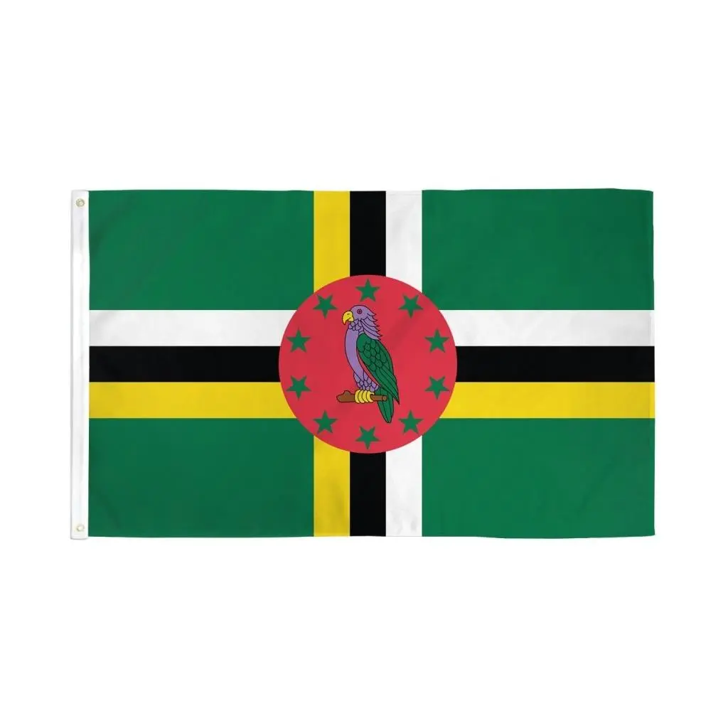 3x5ft Dominica National Flag Polyester Banner - Dye Sublimation Bold Print, Hangable Indoor Home & Festive Party Backdrop Supplies