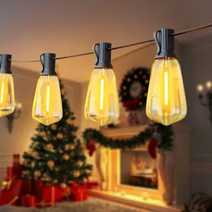 Daybetter Outdoor String Lights, Waterproof Patio Lights Outside with Shatterproof Dimmable ST38 Edison Bulbs, 2700K Connectable String Lights for Porch Bistro Yard Deck Balcony, Halloween, Christmas