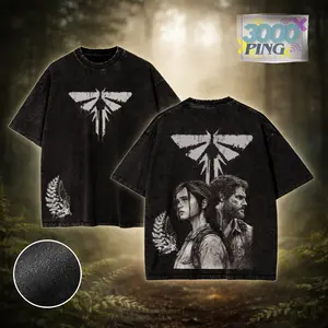 The Last Of Us Firefly Moth Tattoo Vintage Bootleg Inspired Wash Tee, Retro Cinematic Gaming Graphic Unisex T-Shirt, Y2K Epic Narrative Throwback Heavyweight Sweatshirt, Dystopian Journey Nostalgia Oversized Streetwear Hoodie And Tank Top Apparel