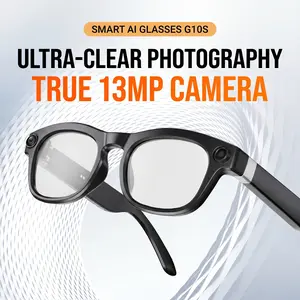 AI Smart Glasses, 13MP Camera for Live Streaming & Photo, Portable AI Assistant with Meeting Recording, 130+ Language Translation, Voice Navigation & Smart Memory Manager, WiFi 6