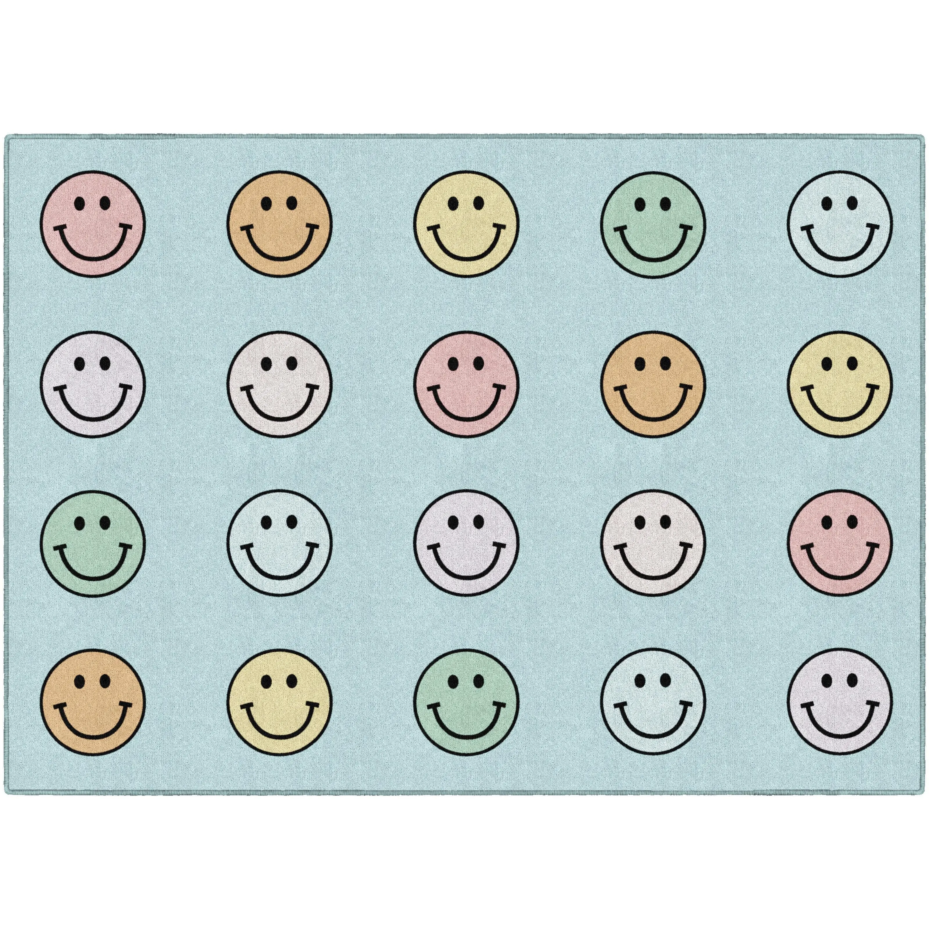 Pastel Rainbow Smileys Criss Cross Applesauce Rug By Schoolgirl Style