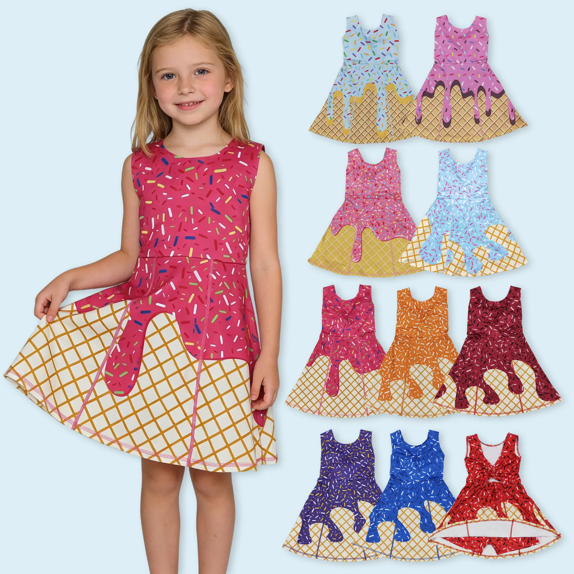 Girls ice cream active wear yoga dress athletic style