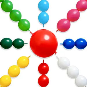 PartyWoo Assorted Colors Rainbow Linking Balloons 100pcs 12 Inch Multicolor Colorful Primary Color Link Balloons for Graduation Baby Shower Unicorn Fiesta Rainbow Birthday Party Decorations