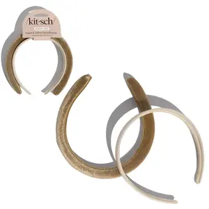 Kitsch Cream & Camel Satin & Velvet Headbands