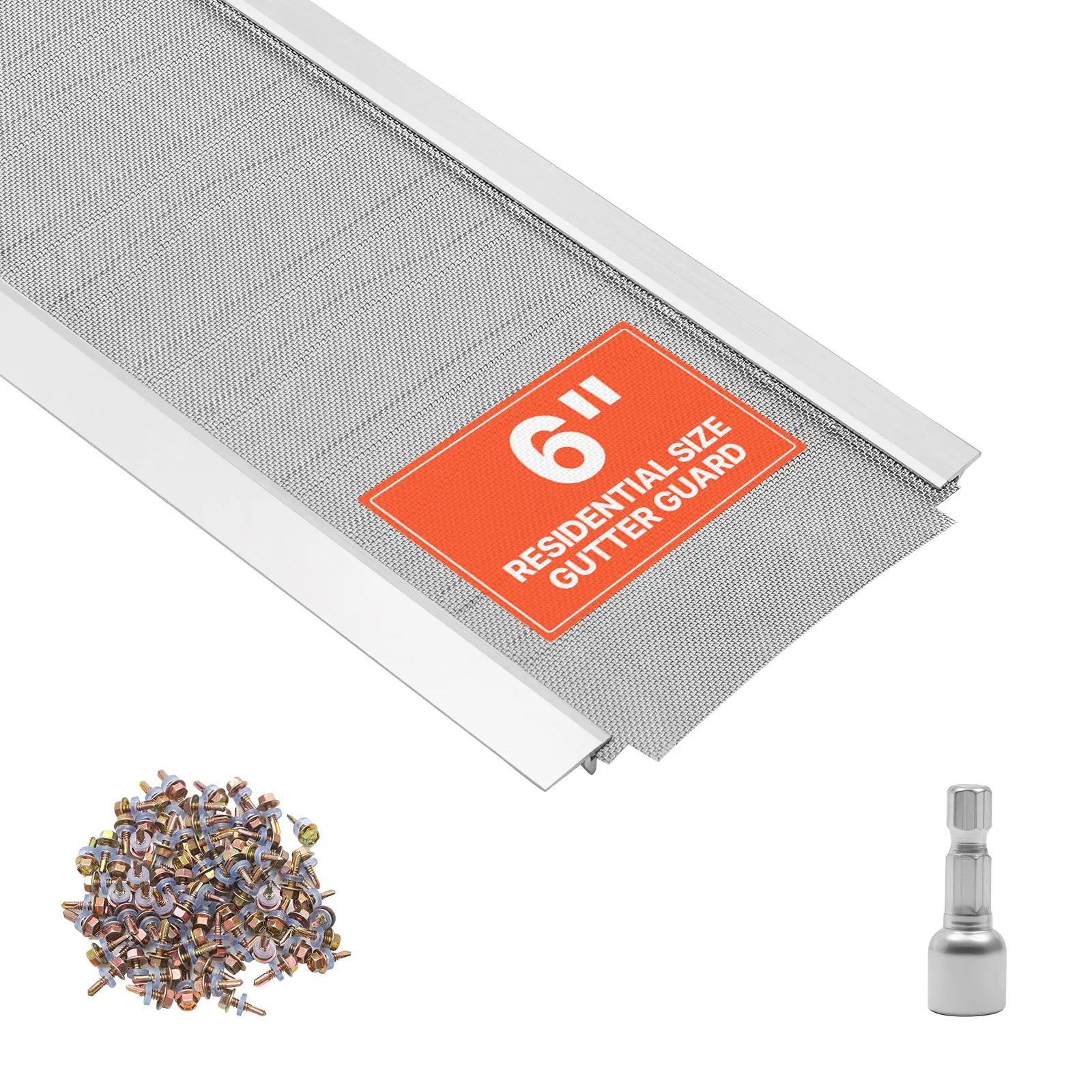 【DealsForYouDays】VEVOR Gutter Guard, 6 in Aluminum Gutter Cover with Stainless Steel Micro Mesh, Heavy-Duty 48ft Length, 0.04in Thick, Leaf Guard for Debris and Pine Needles, Easy DIY Install, Screws Included, 12 PCS