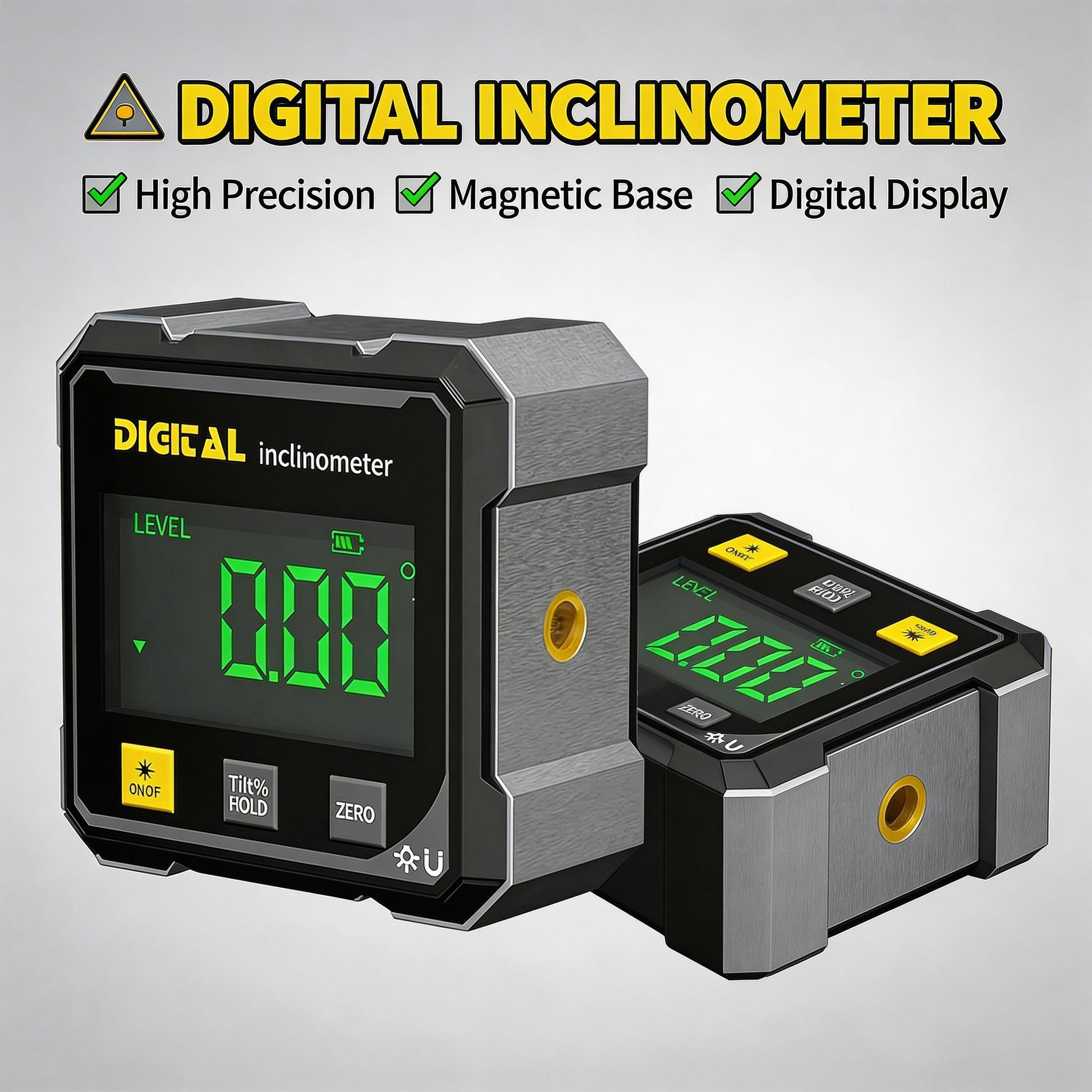 Magnetic Digital Angle Finder with Dual High-Precision Lasers, Hands-Free Alignment Tool Essential for Woodworking, Electrical Installation & Plumbing
