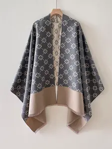 1pc Women's Elegant Fall & Winter Scarf, Cozy Warm Geometric Print Shawl, Soft and Stylish Travel Accessory with Fringes