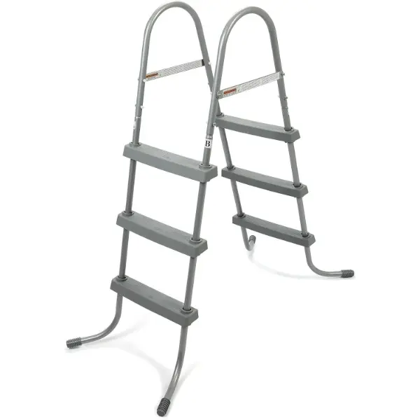 36-Inch Above Ground Pool Ladder - Heavy-Duty Steel, 3 Removable Non-Slip Plastic Steps, Grey, Large Outdoor, Low Maintenance, Above Ground Pool Ladders, Large Outdoor Pool Ladders