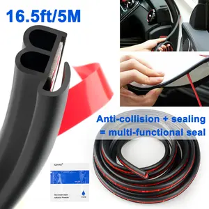 Car Type B Sound Insulation and Collision Protection Two-in-One Sealing Strip: Black, 5 Meters