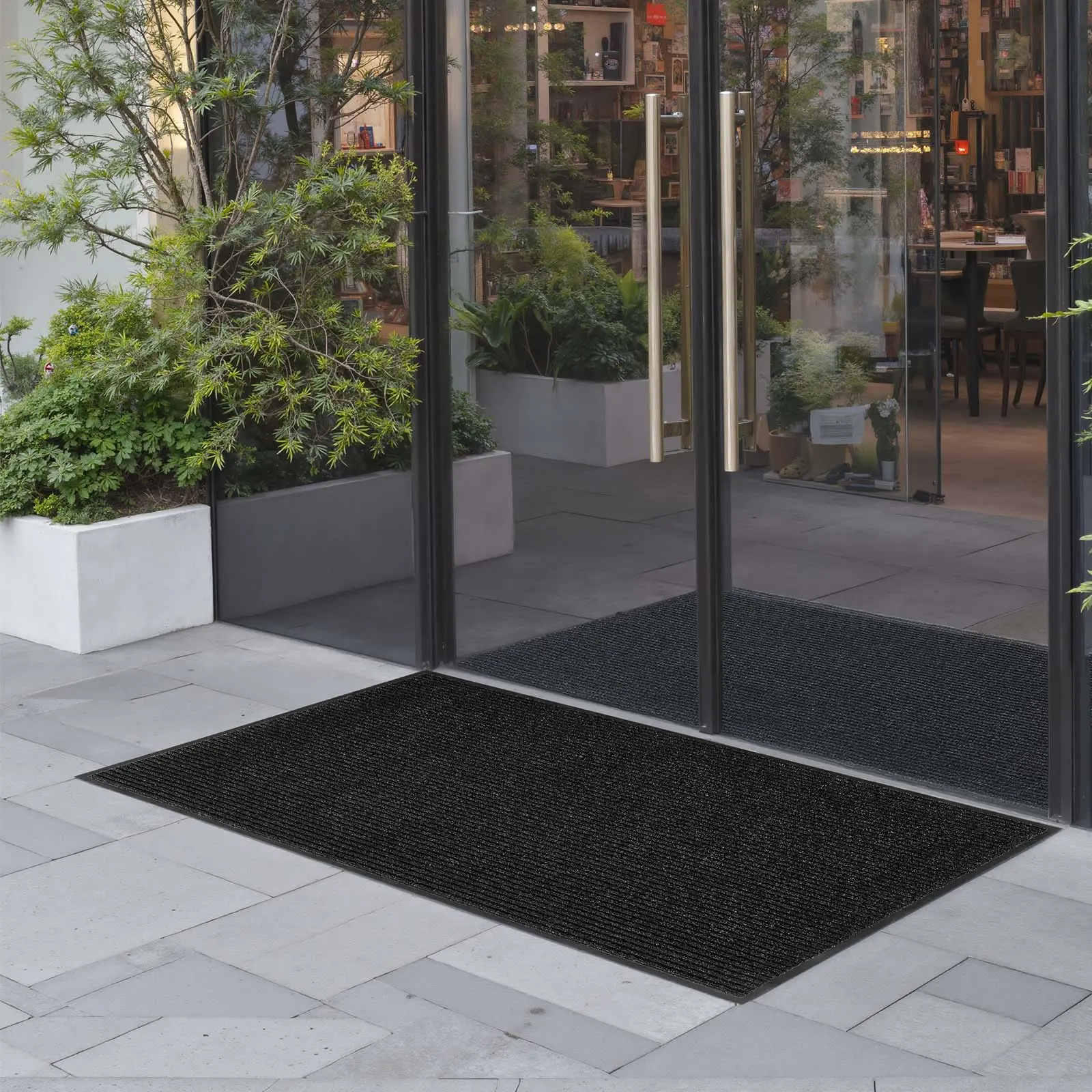 【SummerFinds】VEVOR Antislip Front Door Mat, 5x3 ft Commercial Heavy-Duty Washable Rug, Stylish Striped Industrial Carpet with PVC Backing, Non-Slippery Slip-Resistant Mat for Indoor Outdoor Hallway, Grey, Antislip Area Rugs, Non-Slippery Area Rugs