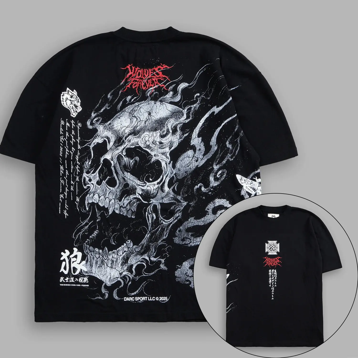 Bushido Shinigami Oversized Streetwear Tshirt - Vintage 100% Cotton, Casual Everyday Wear Tee, Retro Japanese Street Apparel