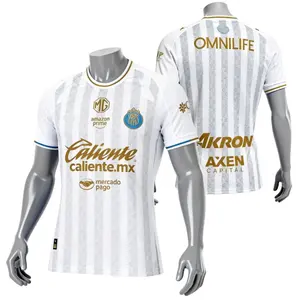 2526 Chivas CD Guadalajara Away Jersey Vintage Mexico Red and White Stripe Short Sleeve Top Football Jersey LIGAMX