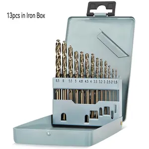 13-Piece Drill Bit Set - M35 HSS Twist Drill Bits, Taper Shank Drill Bits & Auger Drill Bits, Suitable for Metal, Stainless Steel, Cast Iron, Wood and Plastic - Packaged in a Durable Metal Case, Metalworking Drill Bits, Essential Tool Kit