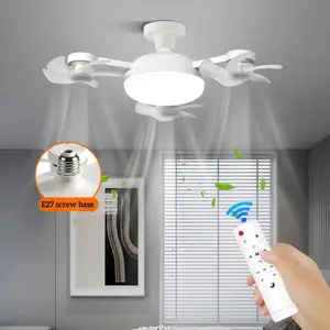 Smart Ceiling Fan with Light, E27 Socket, Remote Control, Adjustable Brightness & 3-Speed Settings for Bedroom, Living Room