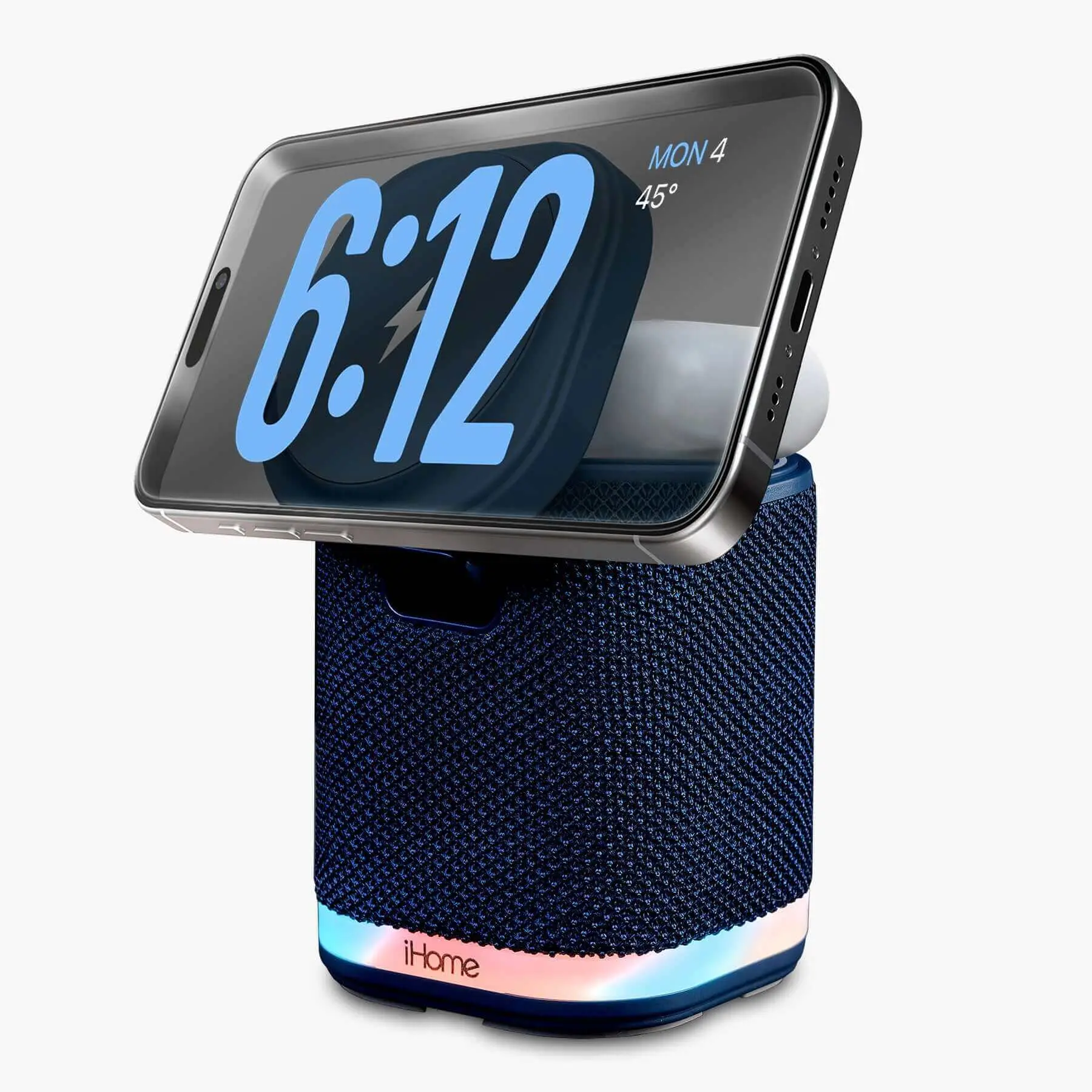 Bluetooth Speaker with Wireless Charging Pad, Magnetic Adapter, Color-Changing Night Light, Audio Support for Smartphones – Blue (iPBT50L), Adjustable