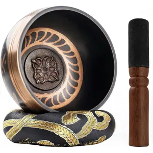 Tibetan Singing Bowl Set, Authentic Handmade Meditation Bowl   Yoga Set with Striker & Cushion for Sound , Chakra ,  Gatherings