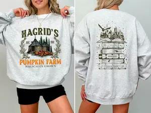 Vintage Hargids Pumpkin Farm Both Sides Print Sweatshirt, Vintage Pumpkin Patch Shirt, Retro Halloween Hoodie, Hagrid Pumpkin Sweatshirt, Halloween Farm Shirt, Magical Grown Hoodie