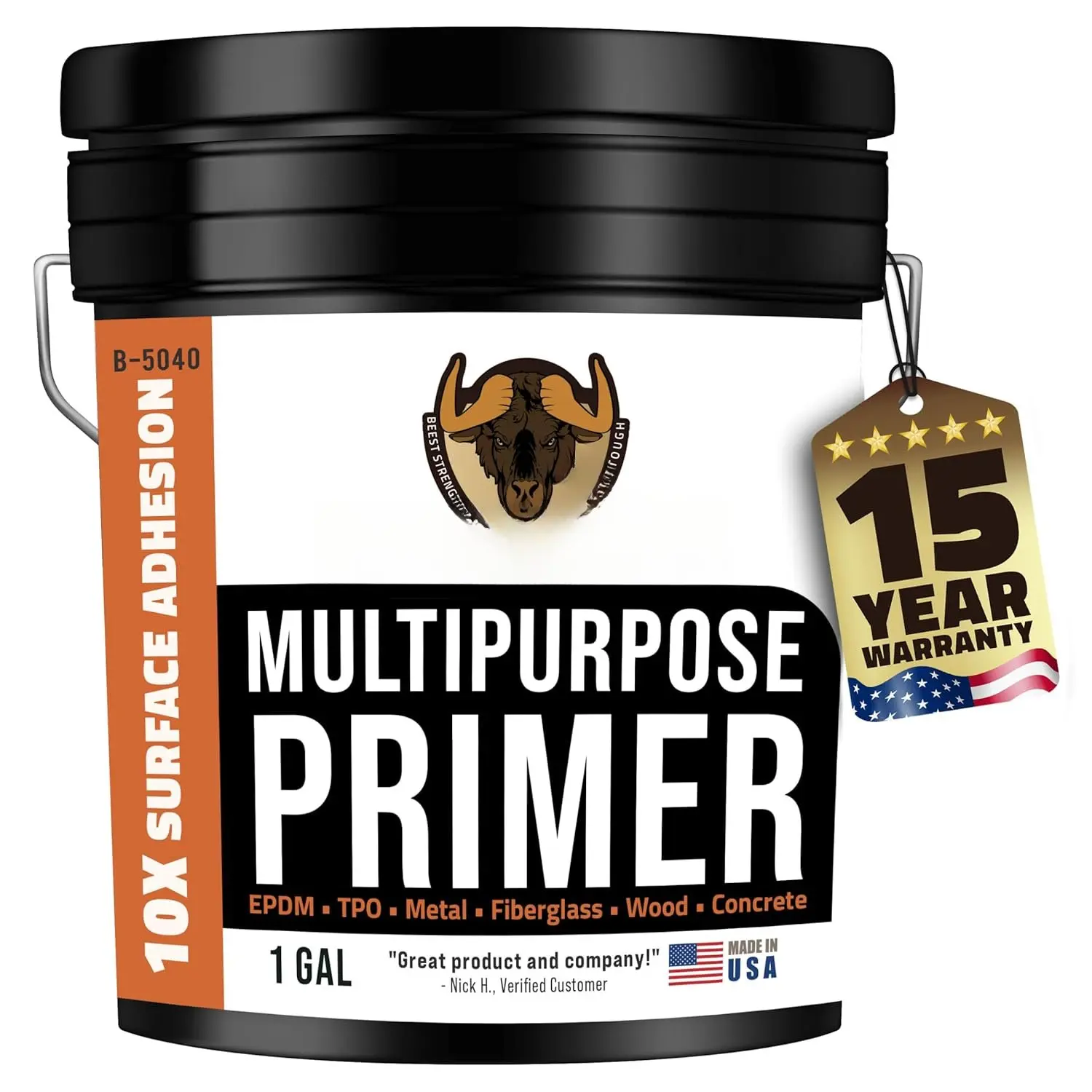 Multi-Purpose Primer - Gray, 1 Gallon Covers up to 250 Sq Ft| Liquid Rubber Deck Coating - Elastomeric Roof Coating - Water-Based, High-Adhesion Bonding Primer for Concrete, Metal, , TPO