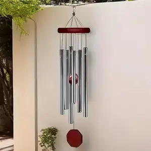 Memorial Wind Chime, Large Outdoor Deep Tone, Sympathetic Wind Chime with 6 Tuning Tubes, Elegant for Gardens, Terraces, Balconies, Homes