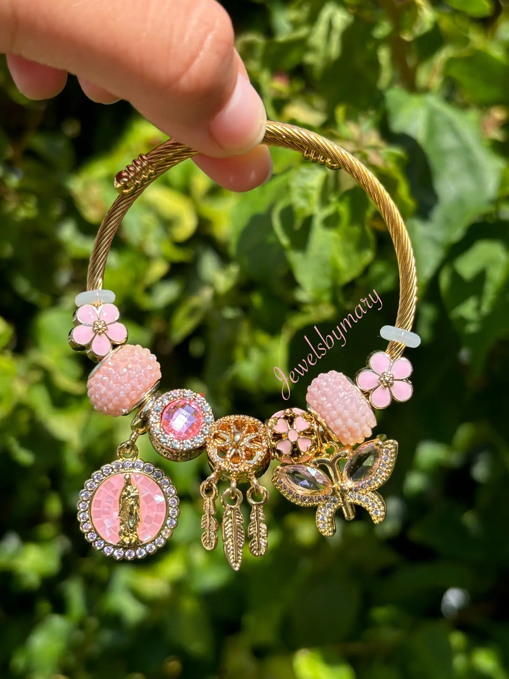 Pink virgencita bracelet