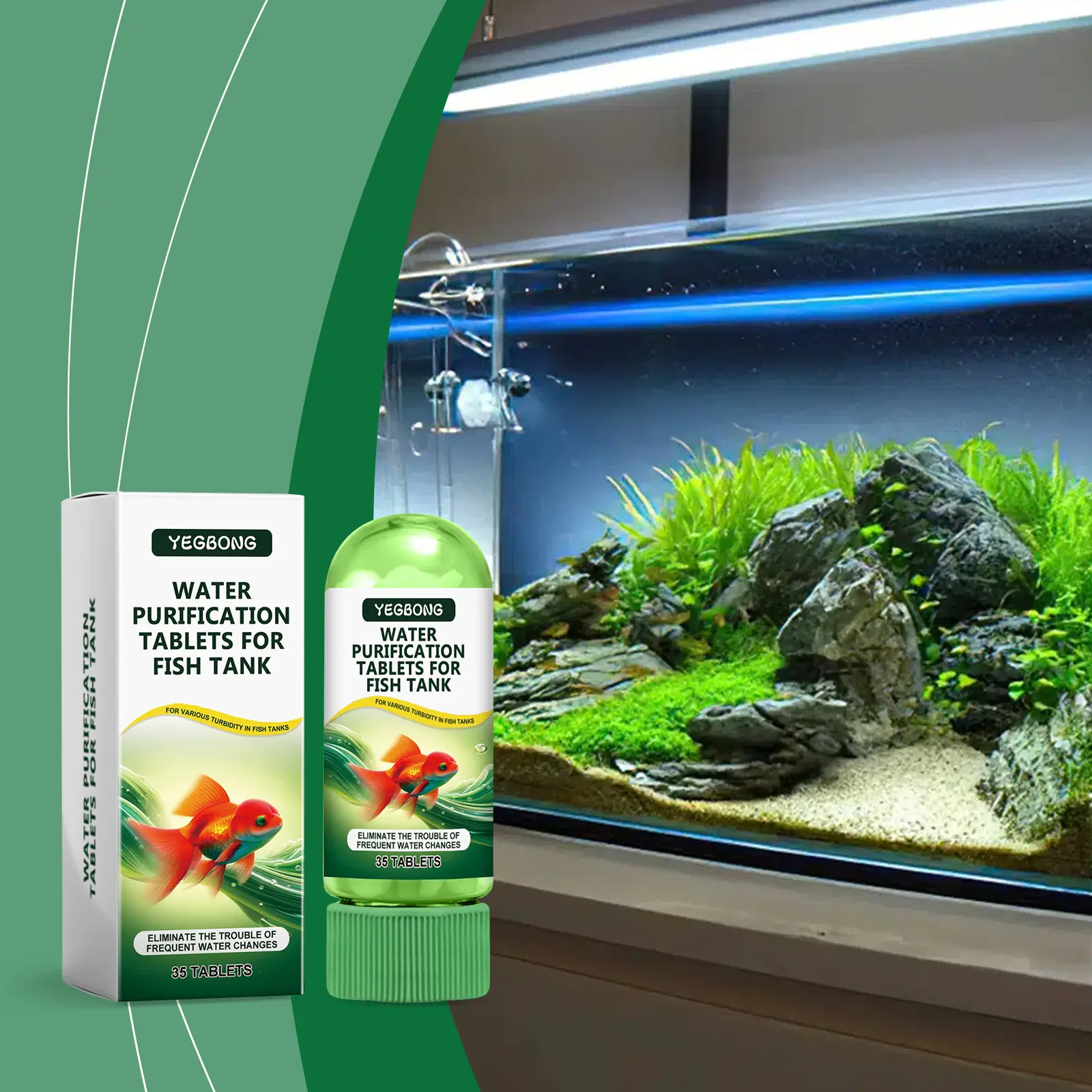 Aquarium Water Purification Tablets, Water Quality Dedicated To Clean Deodorizing Algae Stains Sludge Clear Fish Pond Aquarium Water Purification Tablets for Fish Pond Cleaner Eliminates Cloudy Substances Safely Removes Algae Stains