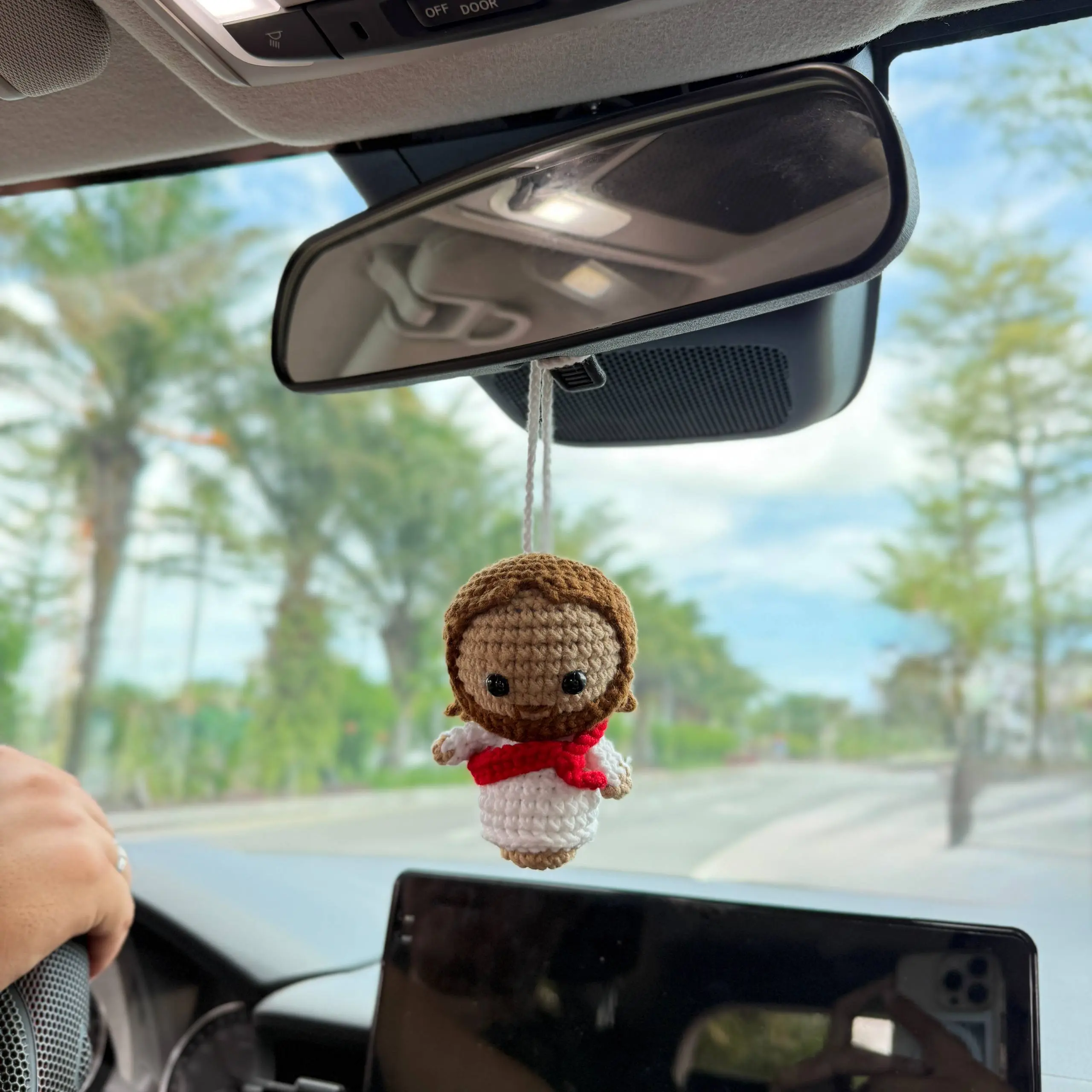 Jesus  Crochet Car Hanger, Religious Car Ornament, Spiritual Dashboard Decor, Cute Christian Keychain, Bible Study Gift Church Friend Gift