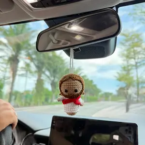 Jesus  Crochet Car Hanger, Religious Car Ornament, Spiritual Dashboard Decor, Cute Christian Keychain, Bible Study Gift Church Friend Gift