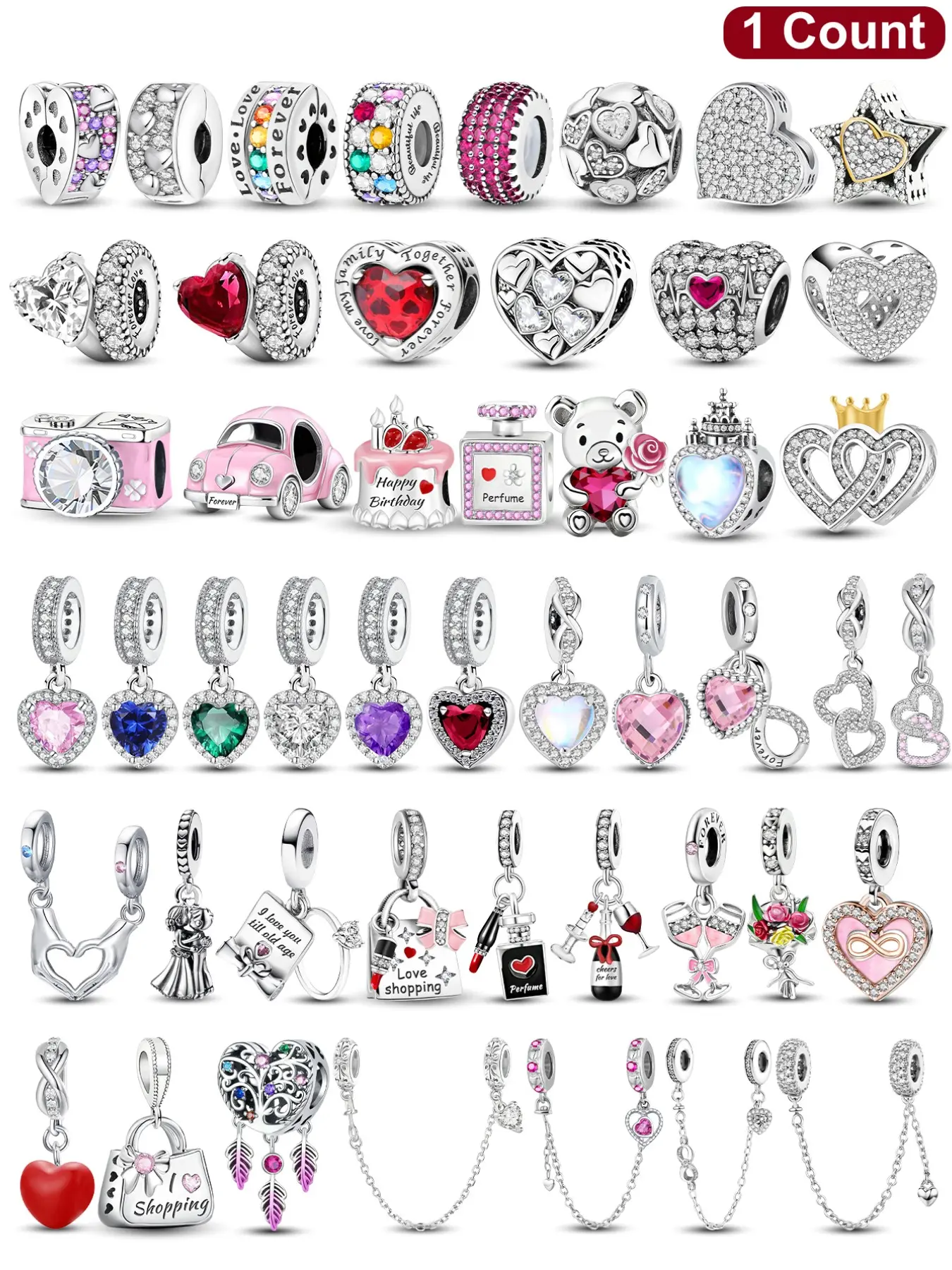 Heart Camera Bag Bear Car Birthday Cake Perfume Lipstick Charms Beaded Safety Chain, Cute Trendy Jewelry Making DIY with Charms Ideal Gift, Cross Bead Charm, Love Heart Charm, Heart Shaped Pendant, Charm And Chain, Charm Chains, Charm Accessory