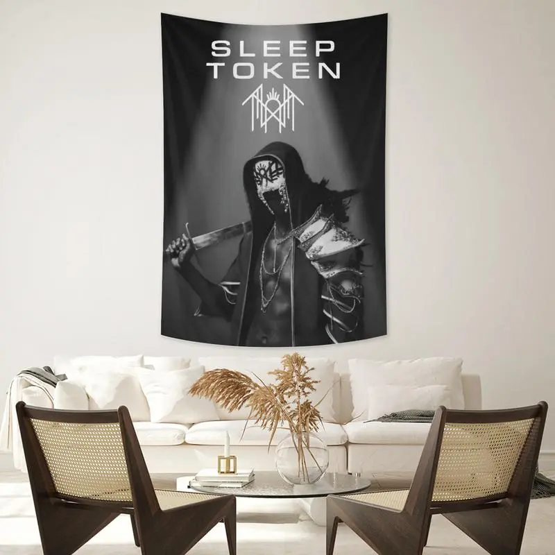 Sleep Token Linen Blend Tapestry, 40x60 in Music Print, Machine Safe Gentle Wash Decoration, Bedroom Wall Art Hanging Home Decor Room Accessories Flag Banner