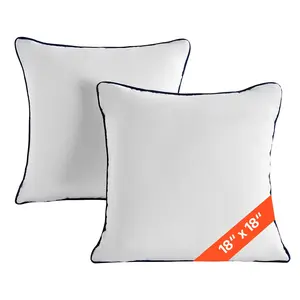 【Summervibes】VEVOR 18 x 18 in Throw Pillow Inserts, Set of 2, Firm and Fluffy Decorative Down Alternative Pillows with Polyester Fiber, Square White Cushion with Zipper, for Indoor Bed Couch Sofa and Living Room