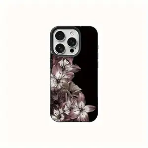 1 Dark Purple Lily Trendy Pattern Lychee Phone Case Compatible with iPhone 17 16 16e 15 14 13 12 11 Pro Max X XR XS 8 7 Plus Phone Case