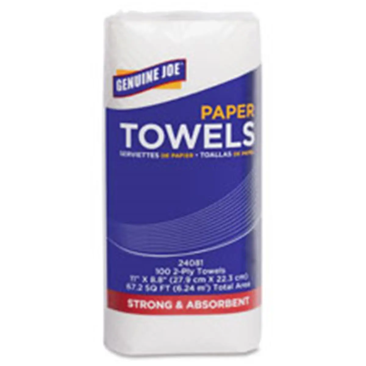 Genuine Joe 2-Ply Perforated Paper Towel Rolls for Kitchen & Household Use, 100 Sheets, 11 in. x 9 in., Absorbent, 24-Roll Case, 100 Per Roll