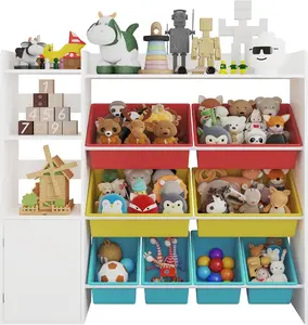 GAOMON Kids Wooden Toy Organizer, Storage Toy Storage Box with 8 Bins 4-Tier Children Toy Storage, Kid Bookshelf for Playroom Organization Bookcase for Boys and Girls Book Shelf for Craft Room