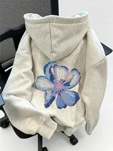 Women's Floral Print Drop Shoulder Hoodie Fall Cloth For Women Casual Womenswear