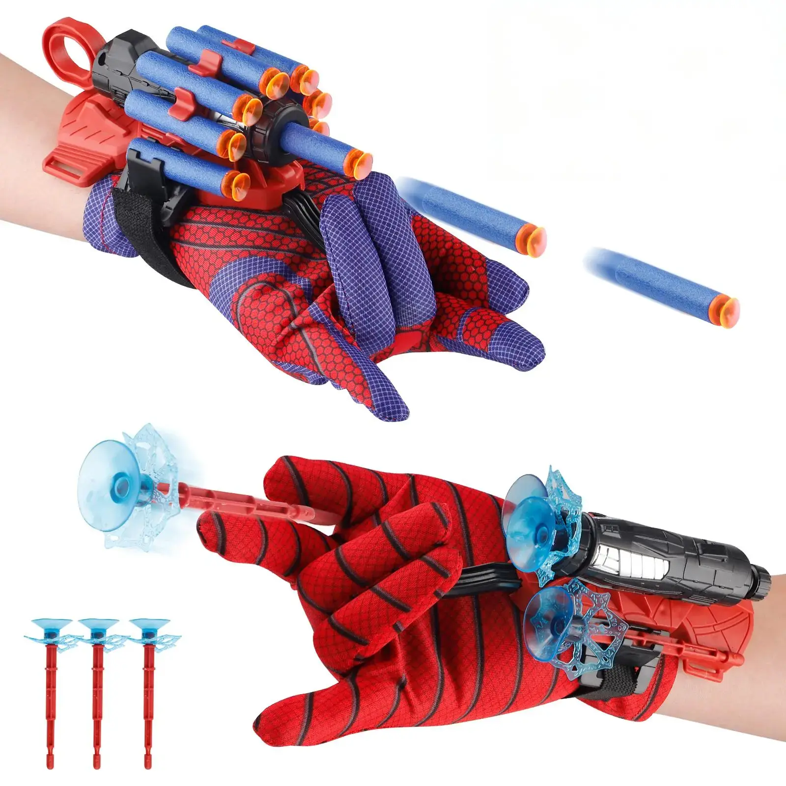Spider Web Shooters Wrist Launcher Blasters Toy Set - 2 Gloves, 2 Launchers, 20 Darts, New Troublemaker Superhero Costume Prop, Outdoor Fun Boy Toys Cool Boy Gifts for 5-7 Year Old Superheroes Fans