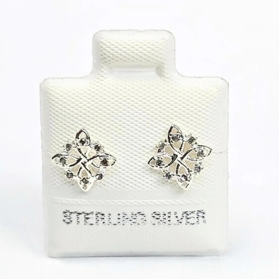 Witch Knot CZ Stud Earrings (9mm) - 925 Sterling Silver Pretty Studs