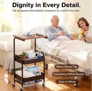 A 2-/3-Tier Rolling Cart Featuring a Tabletop, Made of Metal, Designed for Tools And. It Has a Carbon Steel Frame with Portable Wheels, Making It Suitable for Home Or Office Use. This Multifunctional Storage Organizer Is Ideal for The, Bathroom