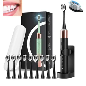 Sonic Electric Toothbrush for Adults and Kids, 42000 VPM Motor, 5 Cleaning Modes, 90 Days Battery Life on One Charge, 10 Replacement Brush Heads & Travel Case, 2 Minutes Built-in Smart Timer